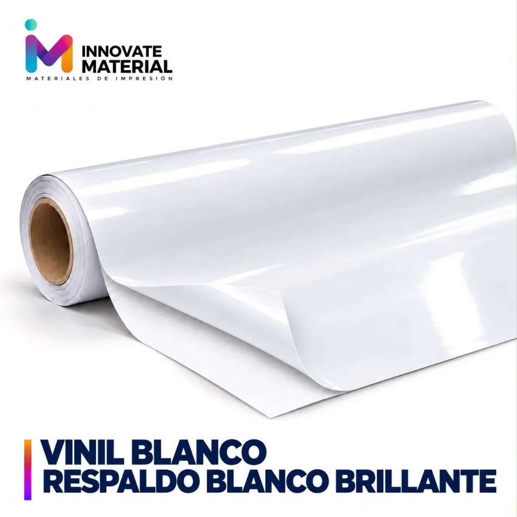 VINIL BLANCO RESPALDO BLANCO BRILLANTE 80MIC ROLLO 54''