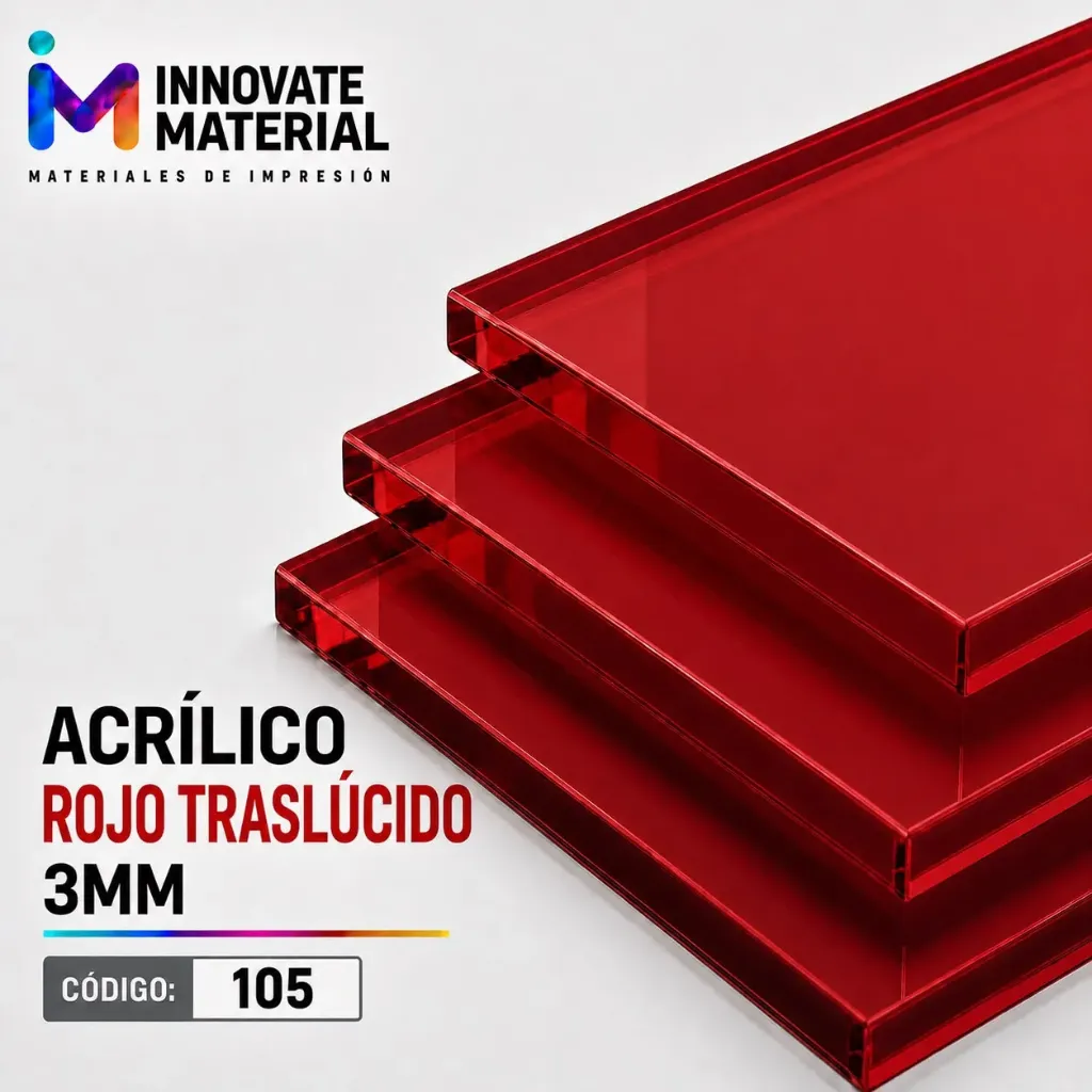 ACRILICO ROJO TRASLUCIDO 3MM #105