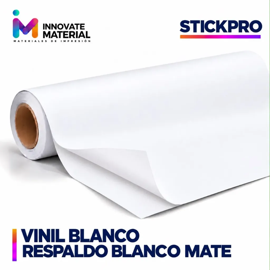 VINIL BLANCO RESPALDO BLANCO MATE 100MIC ROLLO 54'' STICKPRO