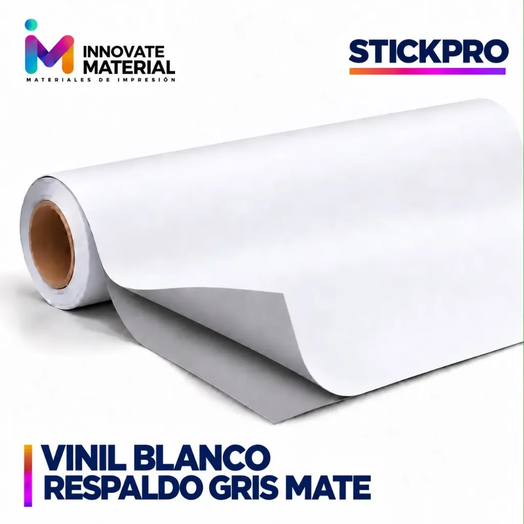 VINIL BLANCO RESPALDO GRIS MATE 100MIC ROLLO 54'' STICKPRO