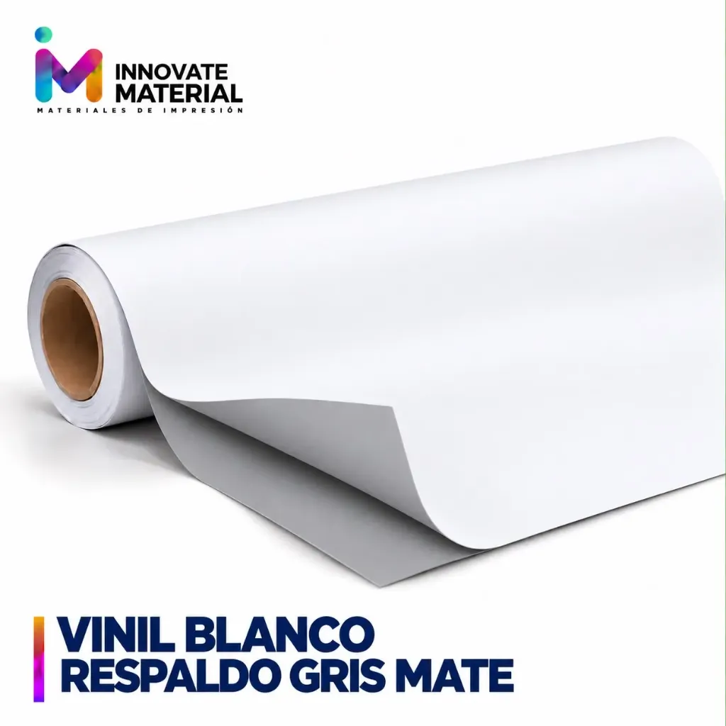 VINIL BLANCO RESPALDO GRIS MATE 100MIC ROLLO 54''