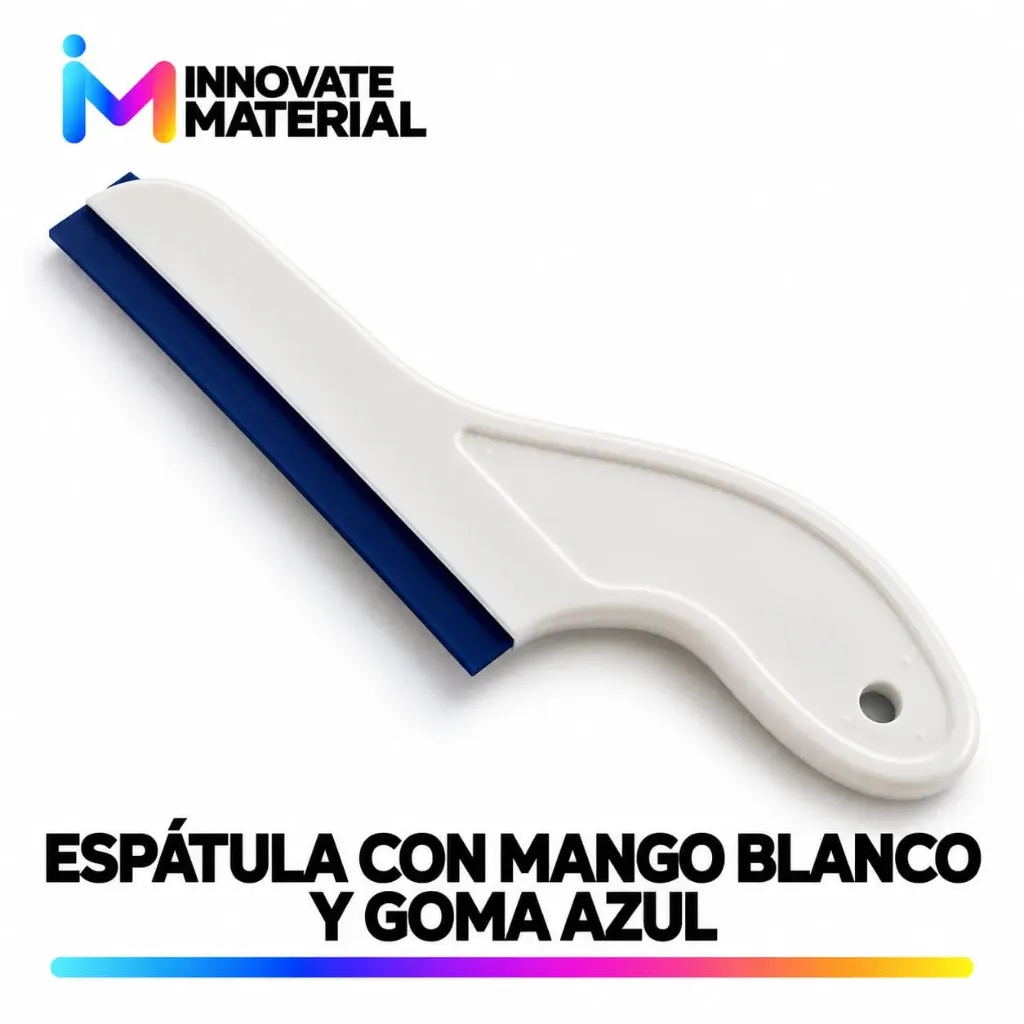 ESPATULA MANGO BLANCO CON GOMA AZUL