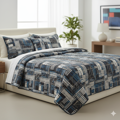 [INN0223] (MU) Juego de edredón ultrasonido contemporáneo con relieve